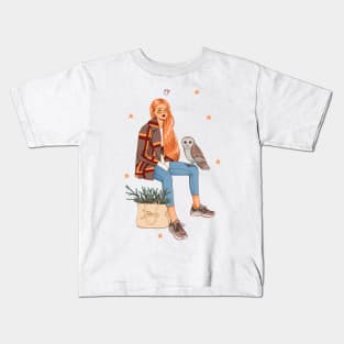 The Girl and the Owl Kids T-Shirt